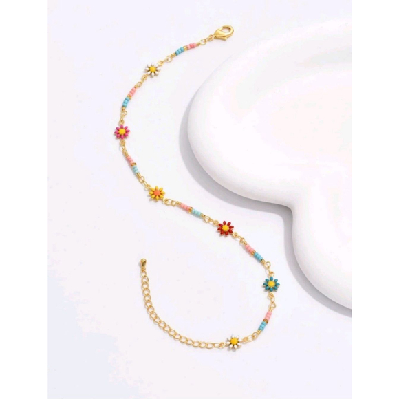 1pc Fashion Copper Daisy Decor Anklet - Picture 4 of 4